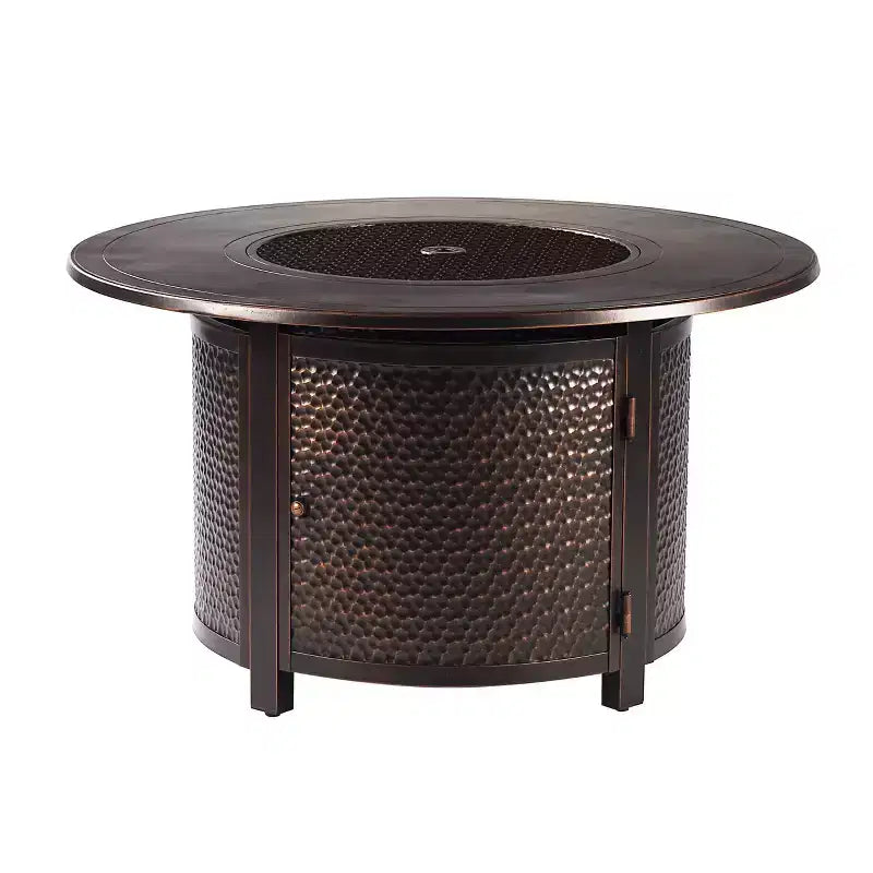 Tavolo da fuoco rotondo da 44" in alluminio a propano da 55000 BTU con 2 coperture - Oakland Living