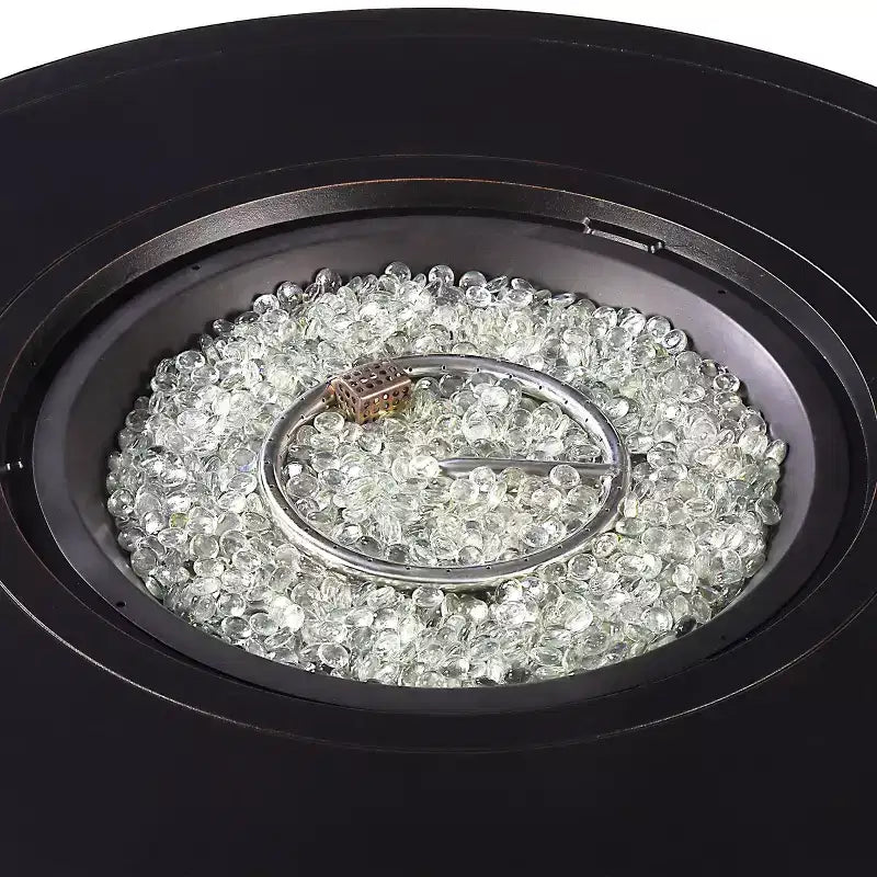 Tavolo da fuoco rotondo da 44" in alluminio a propano da 55000 BTU con 2 coperture - Oakland Living