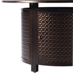 Tavolo da fuoco rotondo da 44" in alluminio a propano da 55000 BTU con 2 coperture - Oakland Living