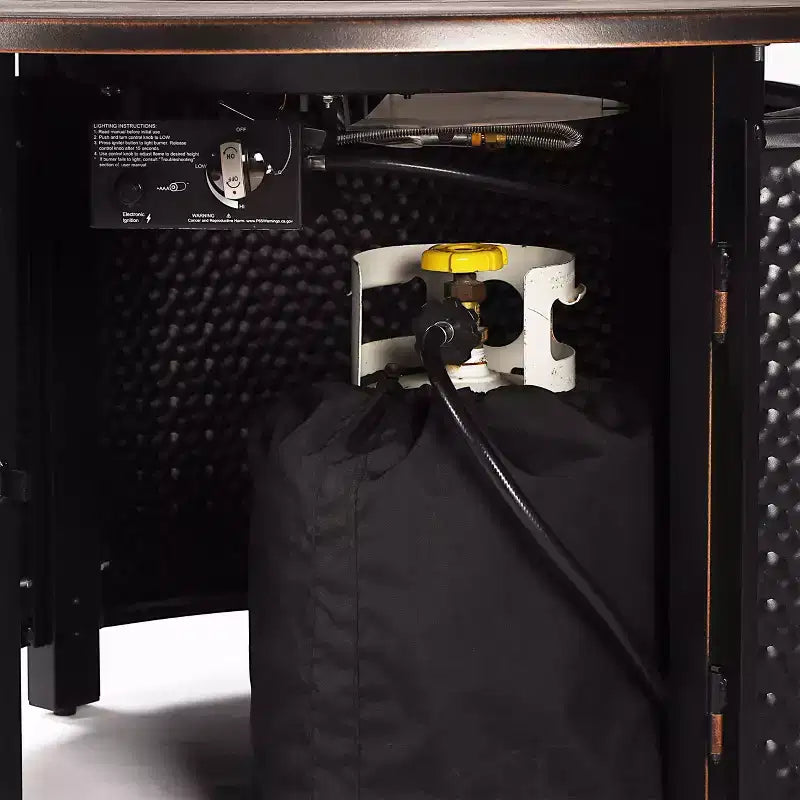Tavolo da fuoco rotondo da 44" in alluminio a propano da 55000 BTU con 2 coperture - Oakland Living