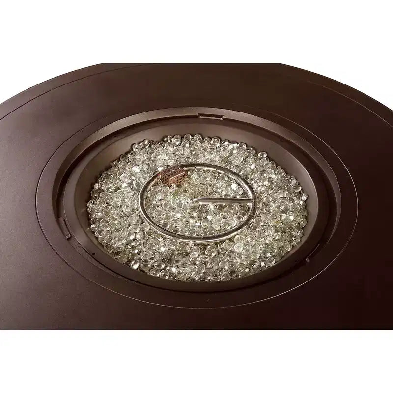 Tavolo da fuoco rotondo da 44" in alluminio a propano da 55000 BTU con 2 coperture - Oakland Living
