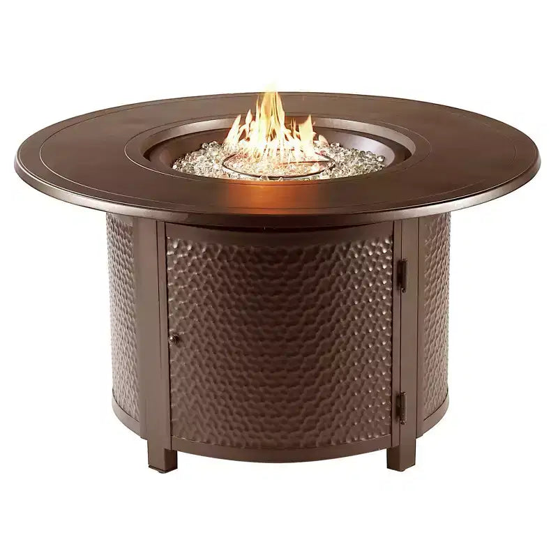 44 Round Aluminum 55000 BTUs Propane Casual Fire Table with 2 Covers - Oakland Living