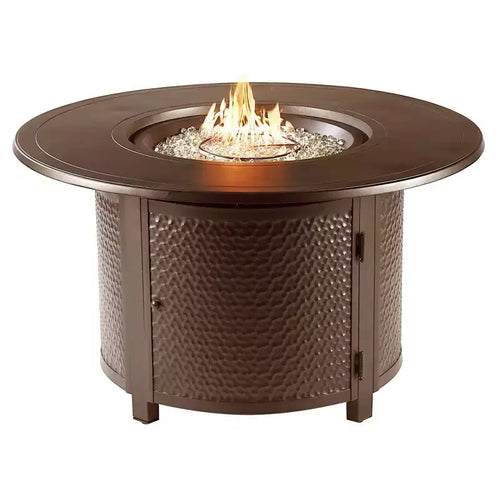 44 Round Aluminum 55000 BTUs Propane Casual Fire Table with 2 Covers - Oakland Living