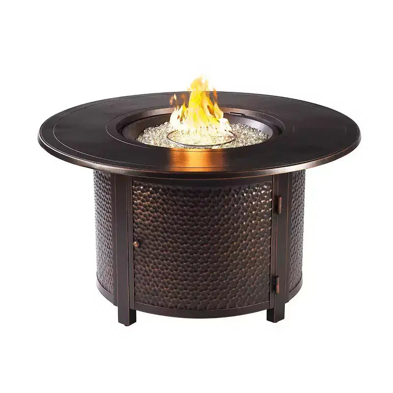 Tavolo da fuoco rotondo da 44" in alluminio a propano da 55000 BTU con 2 coperture - Oakland Living