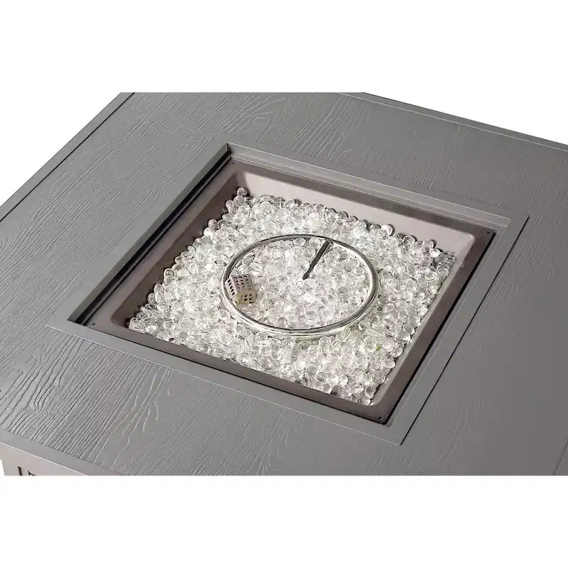 Tavolo da fuoco contemporaneo a propano Oakland Living, quadrato in alluminio da 42 pollici, 55000 BTU, con 2 coperture
