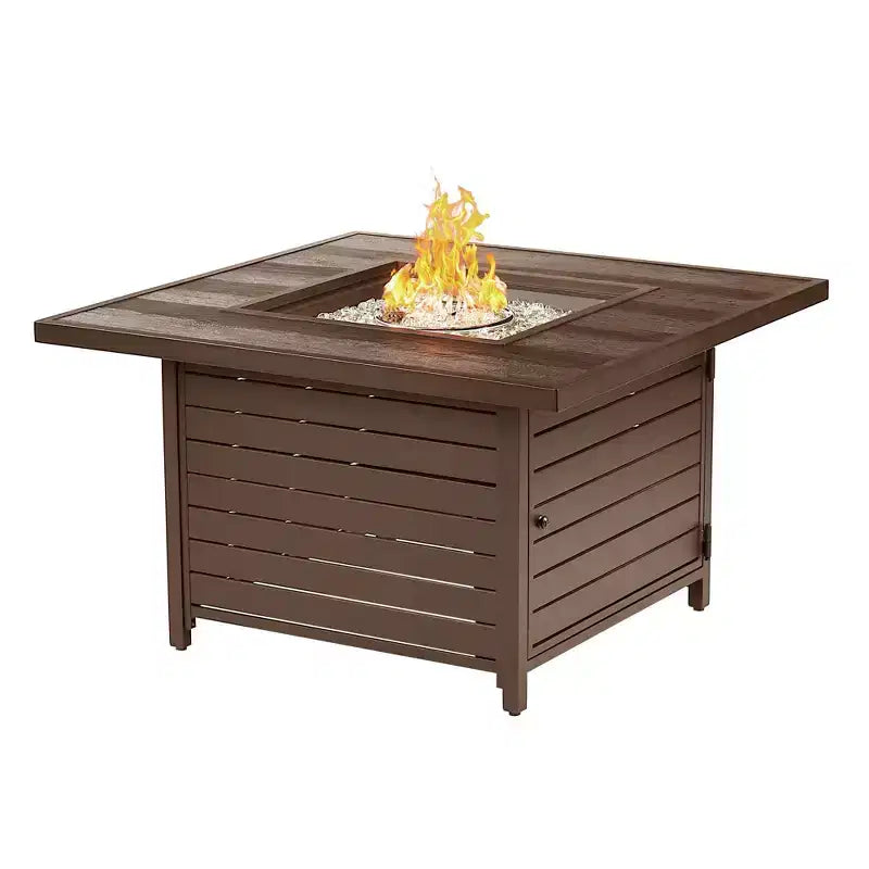 42 Square Aluminum 55000 BTUs Propane Contemporary Fire Table with 2 Covers - Oakland Living