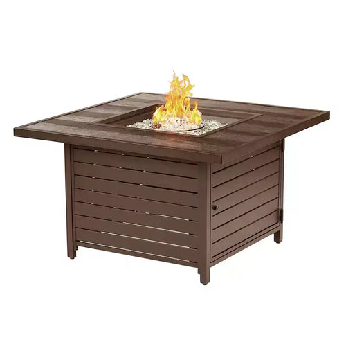 42 Square Aluminum 55000 BTUs Propane Contemporary Fire Table with 2 Covers - Oakland Living