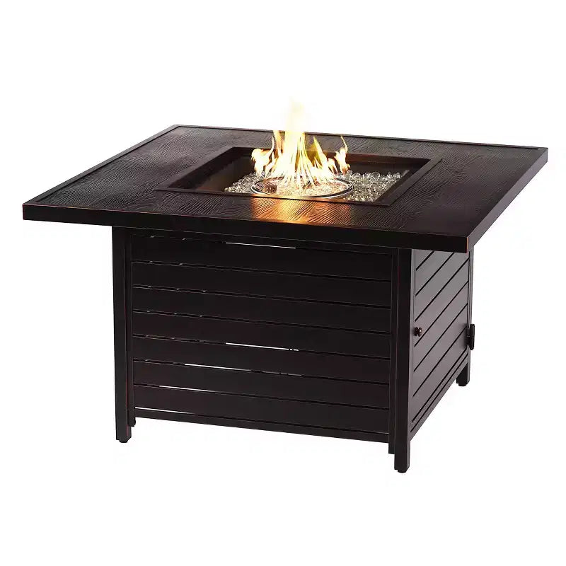 Tavolo da fuoco contemporaneo a propano Oakland Living, quadrato in alluminio da 42 pollici, 55000 BTU, con 2 coperture