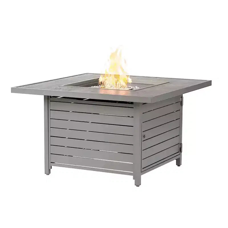 Tavolo da fuoco contemporaneo a propano Oakland Living, quadrato in alluminio da 42 pollici, 55000 BTU, con 2 coperture