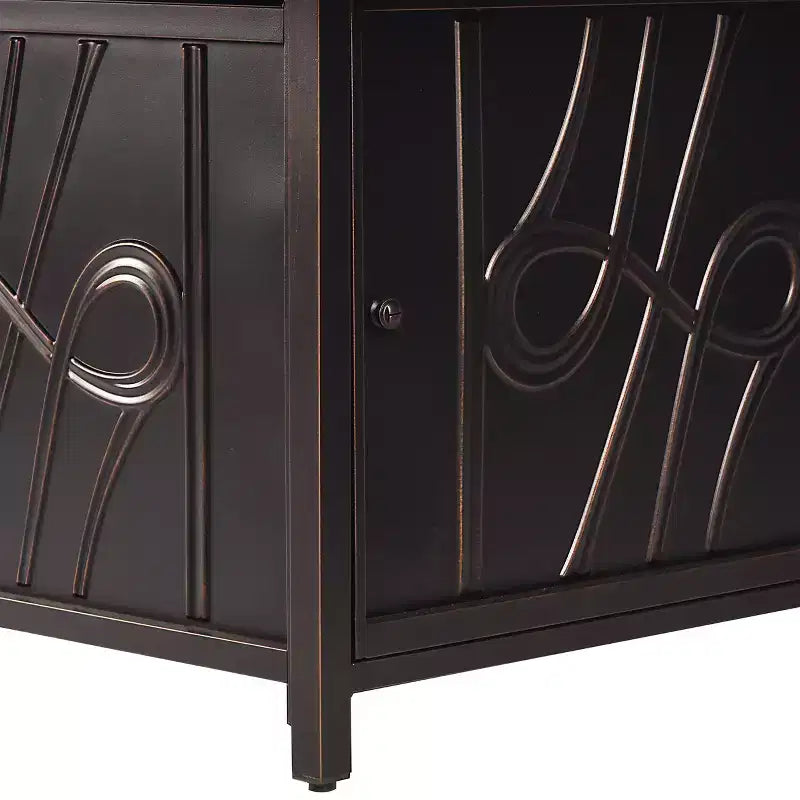 Tavolo Fuoco Raffinato a Propano 42 Pollici Quadrato in Alluminio 55000 BTU con 2 Coperture - Oakland Living