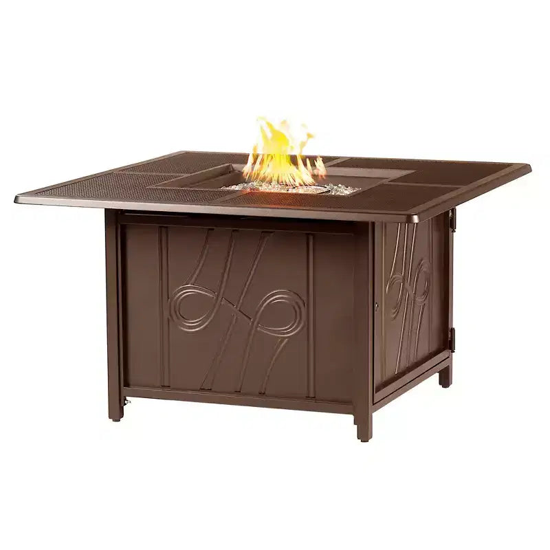 42 Square Aluminum 55000 BTUs Propane Refined Fire Table with 2 Covers - Oakland Living