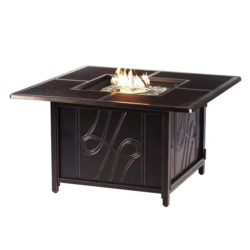 Tavolo Fuoco Raffinato a Propano 42 Pollici Quadrato in Alluminio 55000 BTU con 2 Coperture - Oakland Living