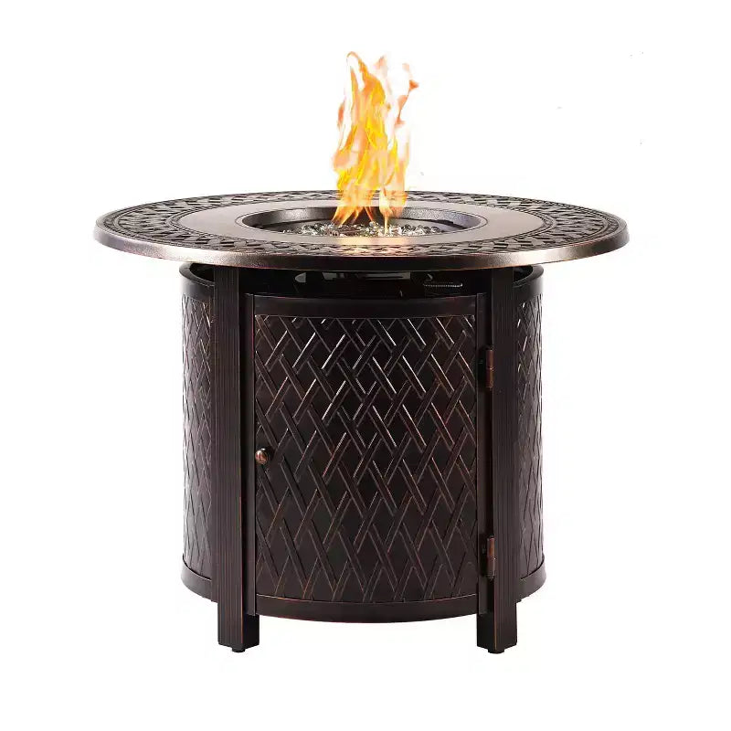 Oakland Living Aluminum Round 34 37000 BTUs Outdoor Patio Dining Table