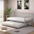 Costway Twin Metal Daybed with Roll Out Trundle Heavy Duty Frame Sofa Bed Set