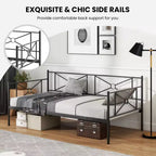 Costway Telaio Divano Letto Matrimoniale in Metallo con Doghe Classico Base Materasso Letto Divano Bianco\Nero