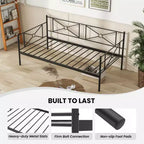 Costway Telaio Divano Letto Matrimoniale in Metallo con Doghe Classico Base Materasso Letto Divano Bianco\Nero