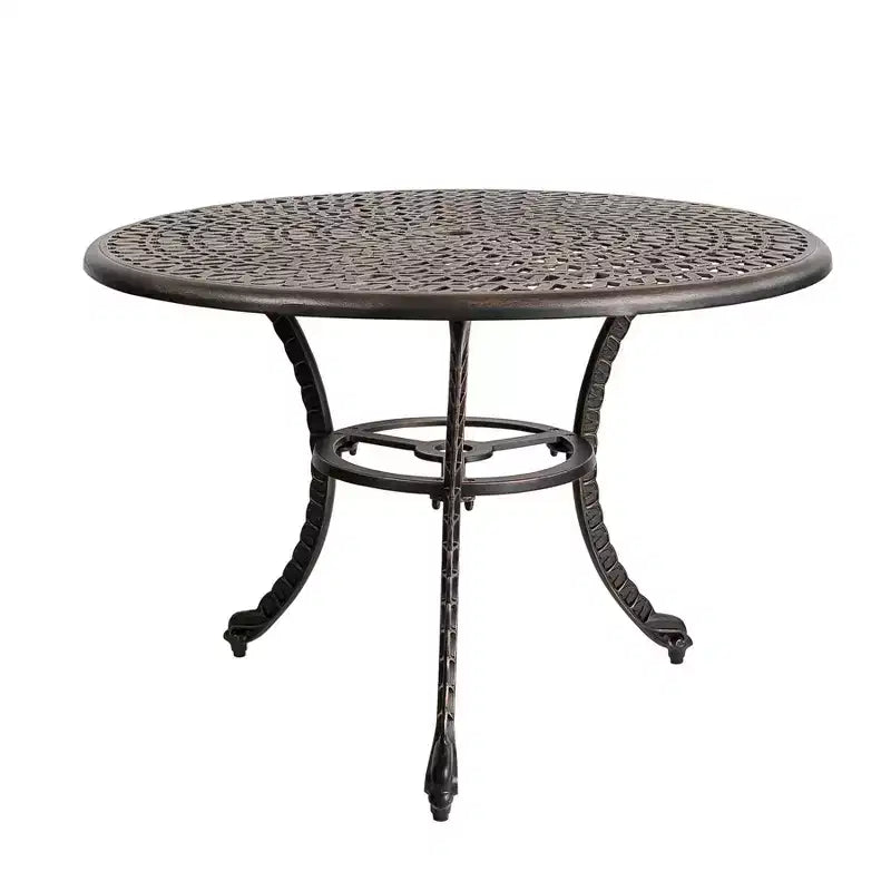 Kinger Home 41-inch Patio Outdoor Dining Table, Round Outdoor Dining Table, Aluminum Patio Furniture, Bronze