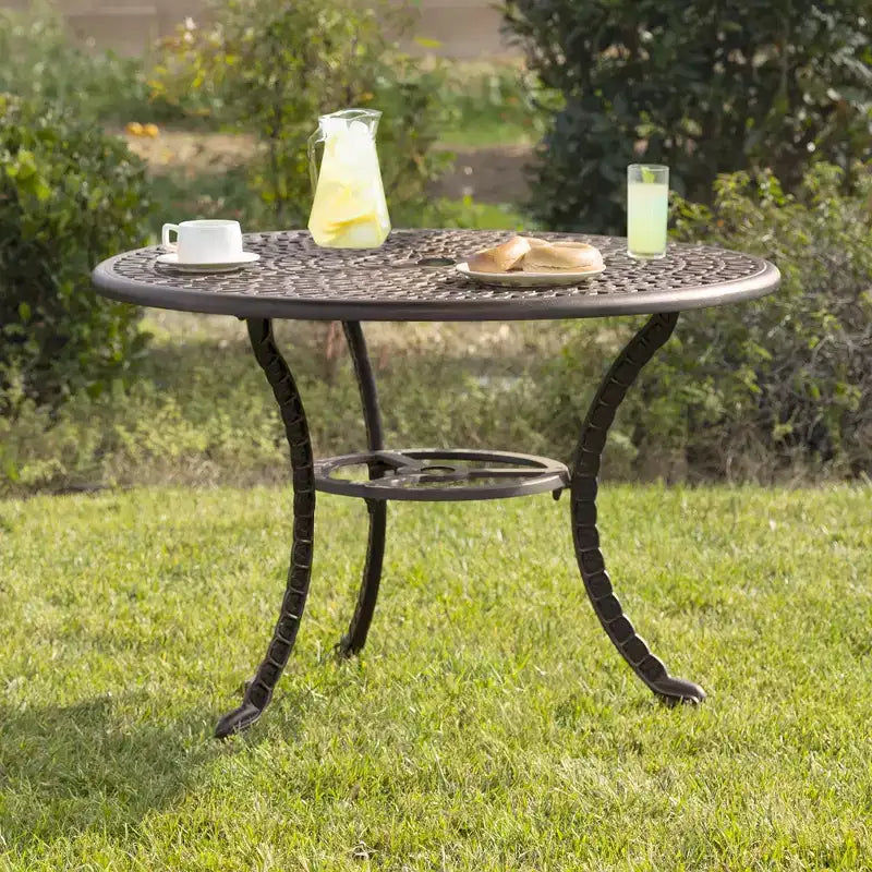Kinger Home Tavolo da pranzo da esterno per patio da 41 pollici, Tavolo da pranzo rotondo da esterno, Mobili da patio in alluminio, Bronzo