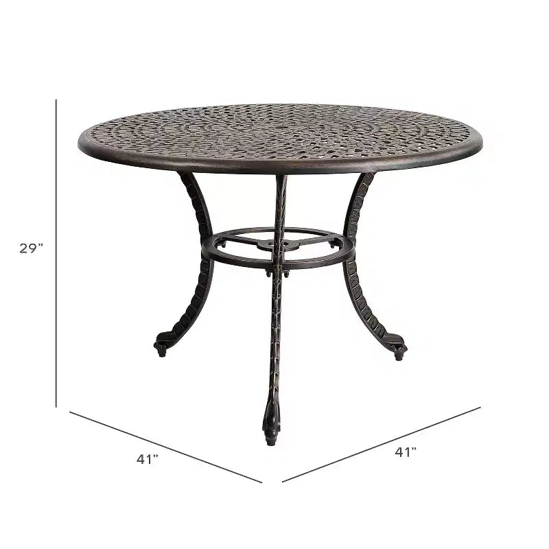 Kinger Home Tavolo da pranzo da esterno per patio da 41 pollici, Tavolo da pranzo rotondo da esterno, Mobili da patio in alluminio, Bronzo