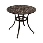 Tavolo da pranzo da esterno Kinger Home da 34 pollici con foro per ombrellone, tavolo da pranzo da esterno in alluminio pressofuso, marrone