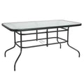 Emma and Oliver 31.5 x 55 Rectangular Tempered Glass Metal Table with Umbrella Hole