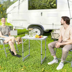 Tavolo da campeggio pieghevole portatile Outsunny in alluminio leggero facile da pulire con maniglia per il trasporto