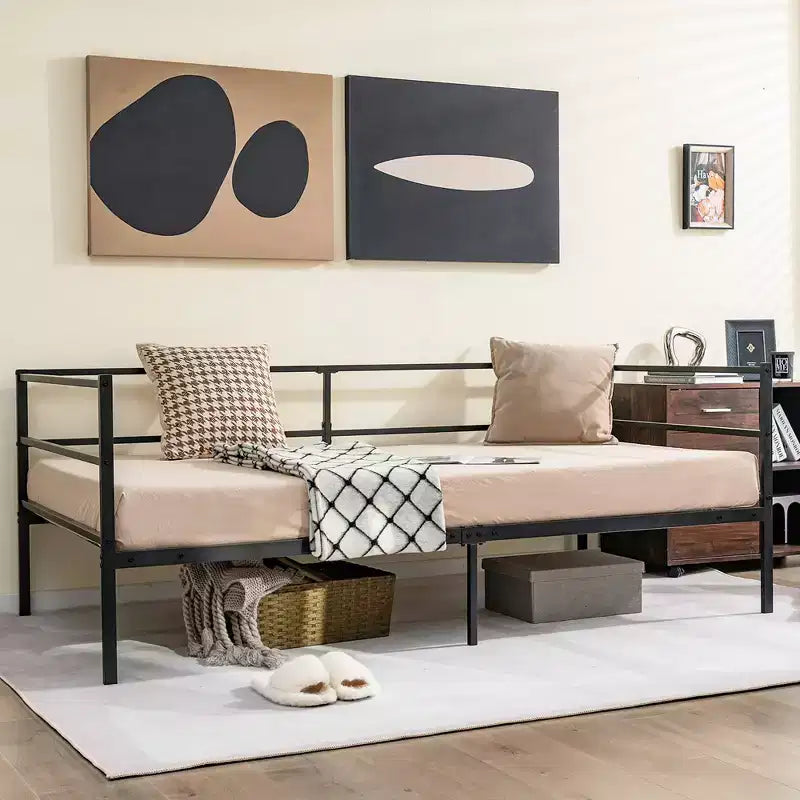 Costway Twin Daybed Sofa Bed Frame Metal Platform with Headboard for Guest - Living Room