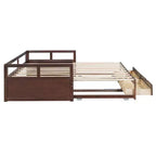 Letto a giorno estensibile in legno con letto estraibile e due cassetti portaoggetti-ModernLuxe