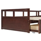Letto a giorno estensibile in legno con letto estraibile e due cassetti portaoggetti-ModernLuxe