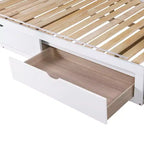 Letto a giorno estensibile in legno con letto estraibile e due cassetti portaoggetti-ModernLuxe