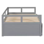 Letto a giorno estensibile in legno con letto estraibile e due cassetti portaoggetti-ModernLuxe