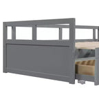 Letto a giorno estensibile in legno con letto estraibile e due cassetti portaoggetti-ModernLuxe