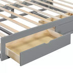 Letto a giorno estensibile in legno con letto estraibile e due cassetti portaoggetti-ModernLuxe