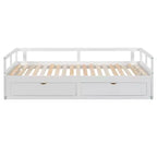 Letto a giorno estensibile in legno con letto estraibile e due cassetti portaoggetti-ModernLuxe