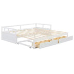 Letto a giorno estensibile in legno con letto estraibile e due cassetti portaoggetti-ModernLuxe