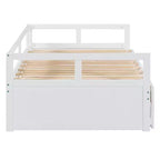 Letto a giorno estensibile in legno con letto estraibile e due cassetti portaoggetti-ModernLuxe