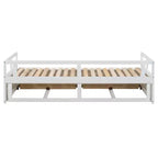Letto a giorno estensibile in legno con letto estraibile e due cassetti portaoggetti-ModernLuxe