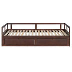 Letto a giorno estensibile in legno con letto estraibile e due cassetti portaoggetti-ModernLuxe