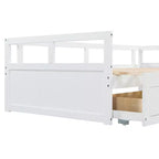 Letto a giorno estensibile in legno con letto estraibile e due cassetti portaoggetti-ModernLuxe