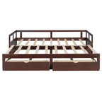 Letto a giorno estensibile in legno con letto estraibile e due cassetti portaoggetti-ModernLuxe