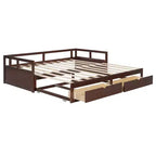Letto a giorno estensibile in legno con letto estraibile e due cassetti portaoggetti-ModernLuxe