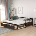 Wooden Extendable Daybed with Trundle Bed and Two Storage Drawers-ModernLuxe