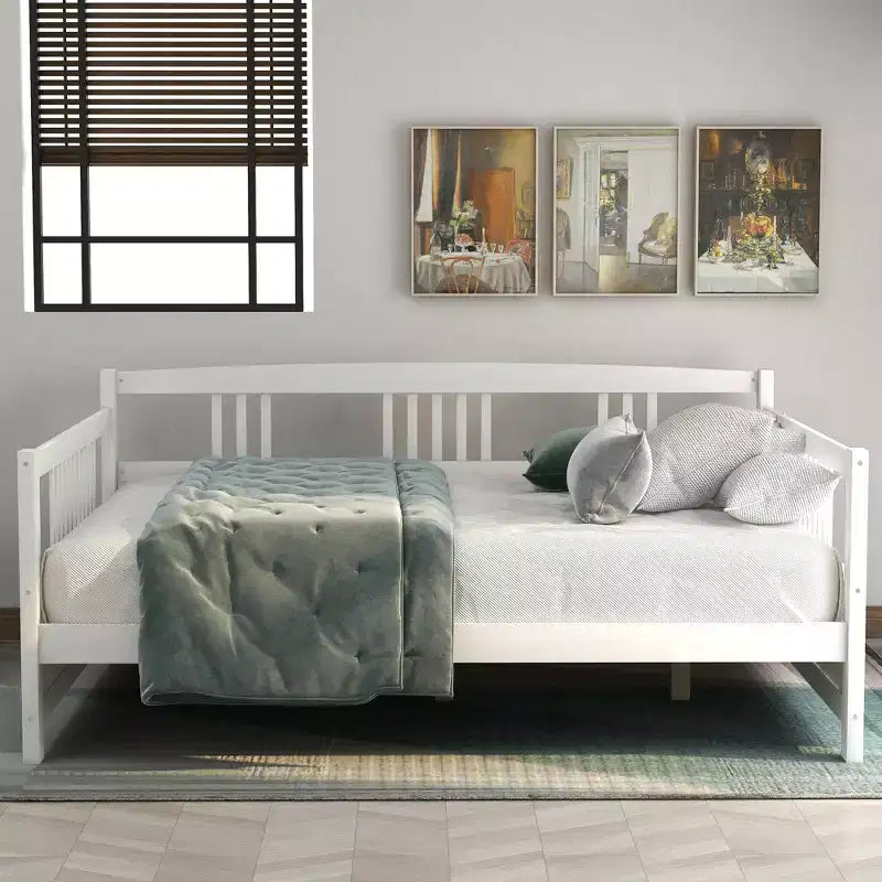 Letto a giorno in legno di dimensioni standard con gamba di supporto-ModernLuxe