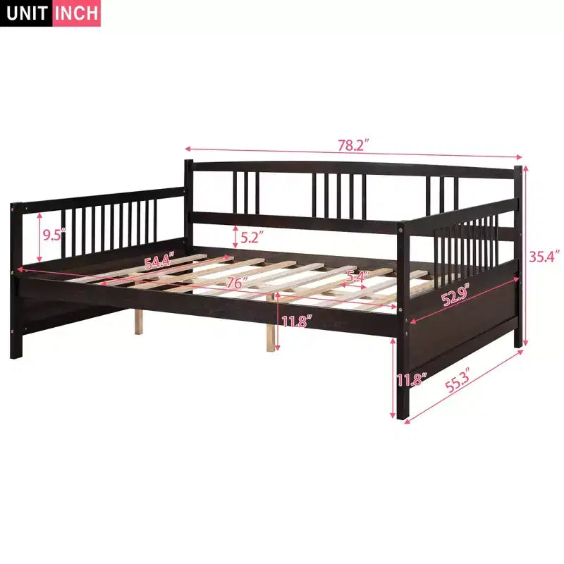 Letto a giorno in legno di dimensioni standard con gamba di supporto-ModernLuxe