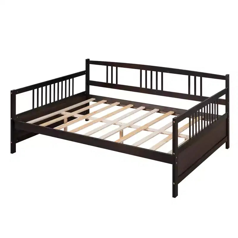 Letto a giorno in legno di dimensioni standard con gamba di supporto-ModernLuxe