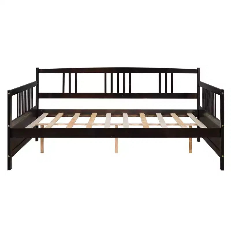 Letto a giorno in legno di dimensioni standard con gamba di supporto-ModernLuxe