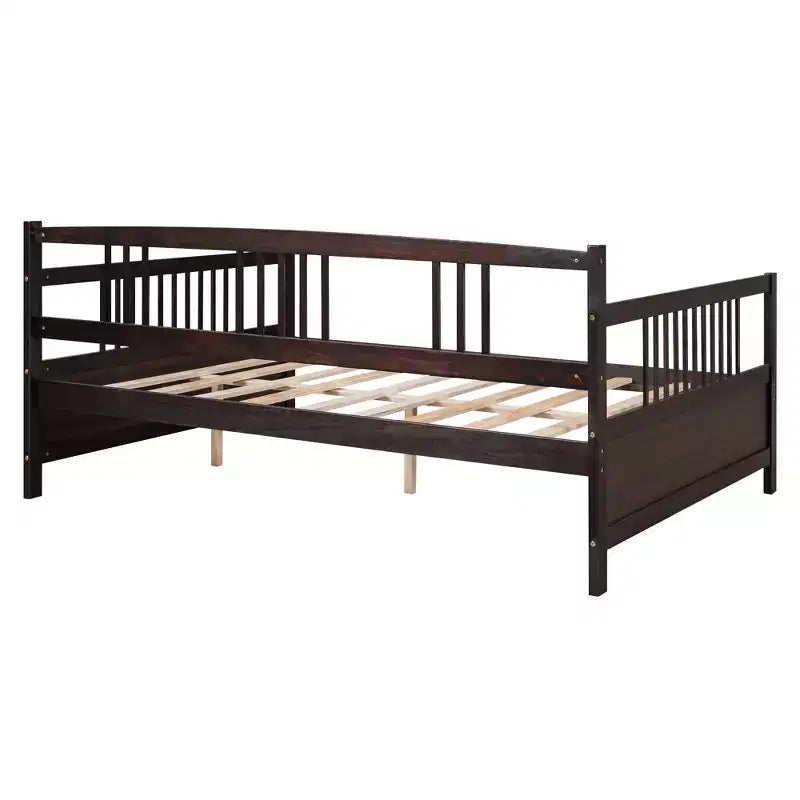 Letto a giorno in legno di dimensioni standard con gamba di supporto-ModernLuxe