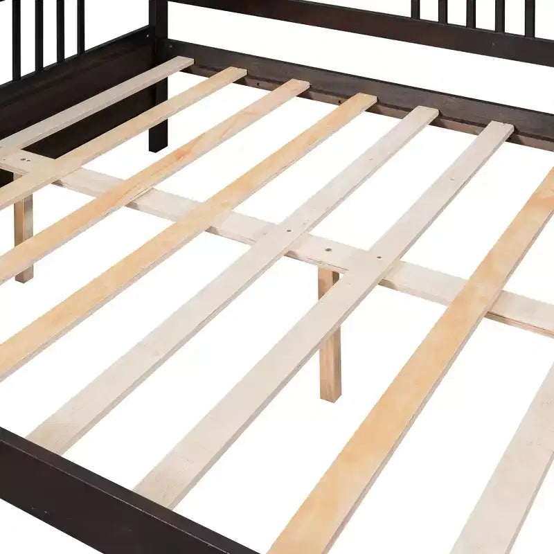 Letto a giorno in legno di dimensioni standard con gamba di supporto-ModernLuxe