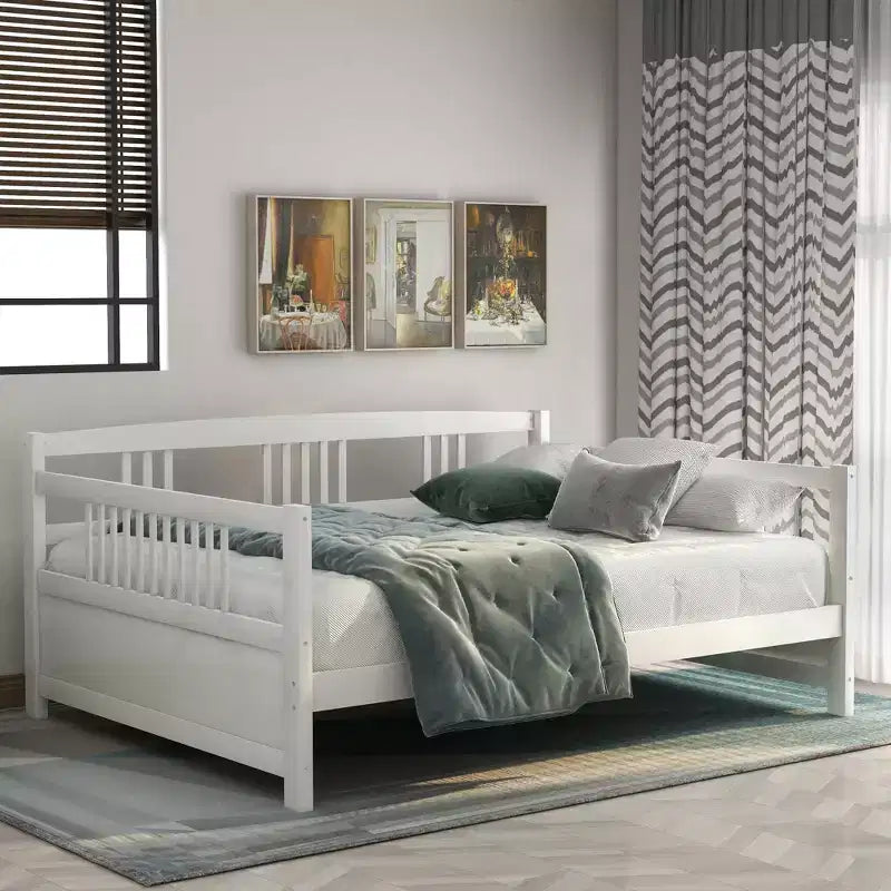 Letto a giorno in legno di dimensioni standard con gamba di supporto-ModernLuxe