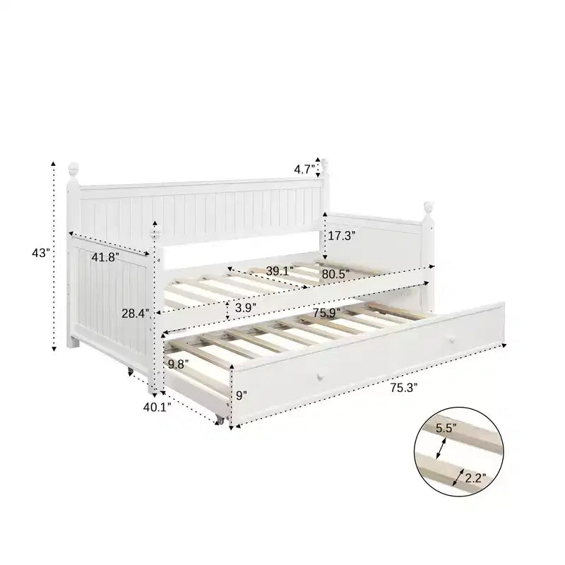 Daybed singolo in legno con letto estraibile-ModernLuxe